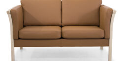 Oxford 2 Pers. Sofa Ubehandlet Bøg Cognacfarvet Læder/bonded