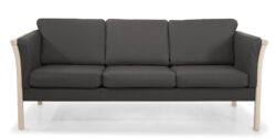 Oxford 3 Pers. Sofa I Ubehandlet Bøg Med Sort Læder/bonded