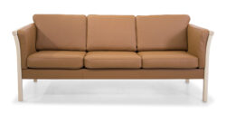 Oxford 3 Pers. Sofa Ubehandlet Bøg Cognacfarvet Læder/bonded
