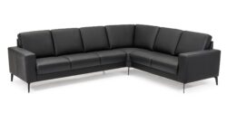 Hixon 6 Pers. Hjørnesofa, Sort Læder (Venstrevendt)