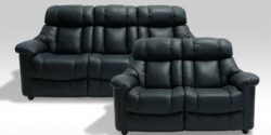 Malmø sofasæt i sort læder - 2 + 3 pers.