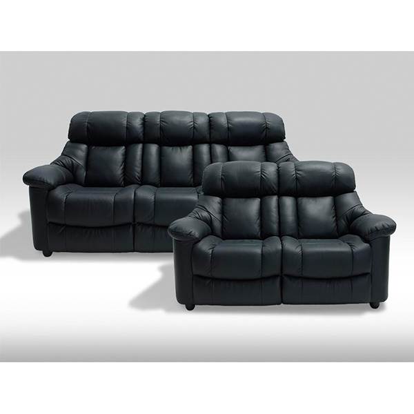 Malmø sofasæt i sort læder - 2 + 3 pers.