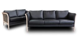 Skalma Asmara sofasæt - 2 + 3 pers. - Lakeret bøg m. brunt læder