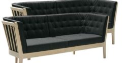 Stouby Maria sofa 2+3 pers. i bøg med sort MainLine Flax stof
