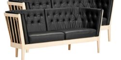 Stouby Maria sofa 2+3 pers. i bøg med sort læder
