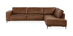 Akron 2,5 Pers. Sofa M. Chaiselong, Brun Bonded Læder (Højrevendt)