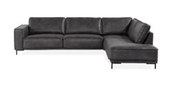 Akron 2,5 Pers. Sofa M. Chaiselong, Grå Bonded Læder (Højrevendt)
