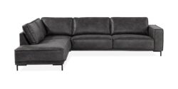 Akron 2,5 Pers. Sofa M. Chaiselong, Grå Bonded Læder (Venstrevendt)