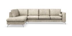 Ocean Lyx 4 Pers. Sofa M. Chaiselong, Beige Læderlook (Venstrevendt)