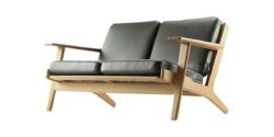 Wegner GE 290 2 pers. lædersofa - Ubehandlet eg