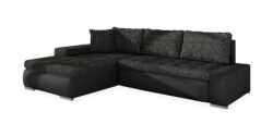 Irja 4 Pers. Sovesofa M. Chaiselong, Sort (Vendbar)