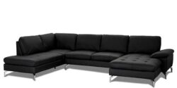 Bolette U-sofa - Sort læder - Højrevendt