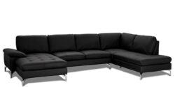 Bolette U-sofa - Sort læder - Venstrevendt